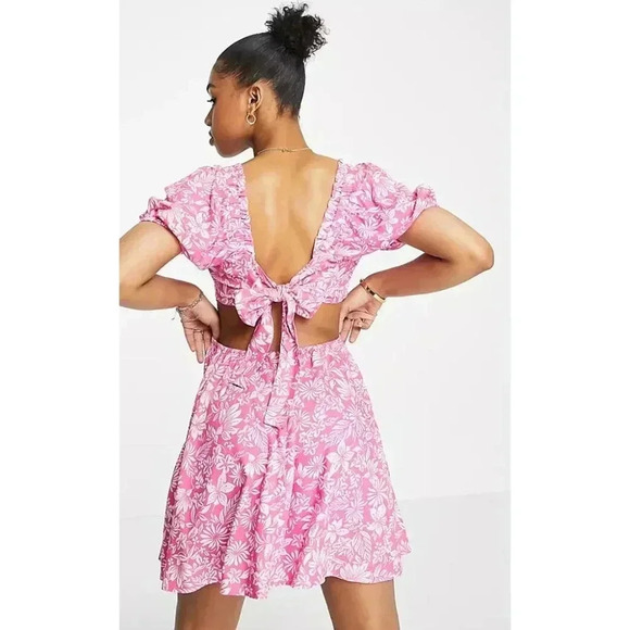 Asos Pink Floral Cut Out Mini / L - Picture 2 of 2